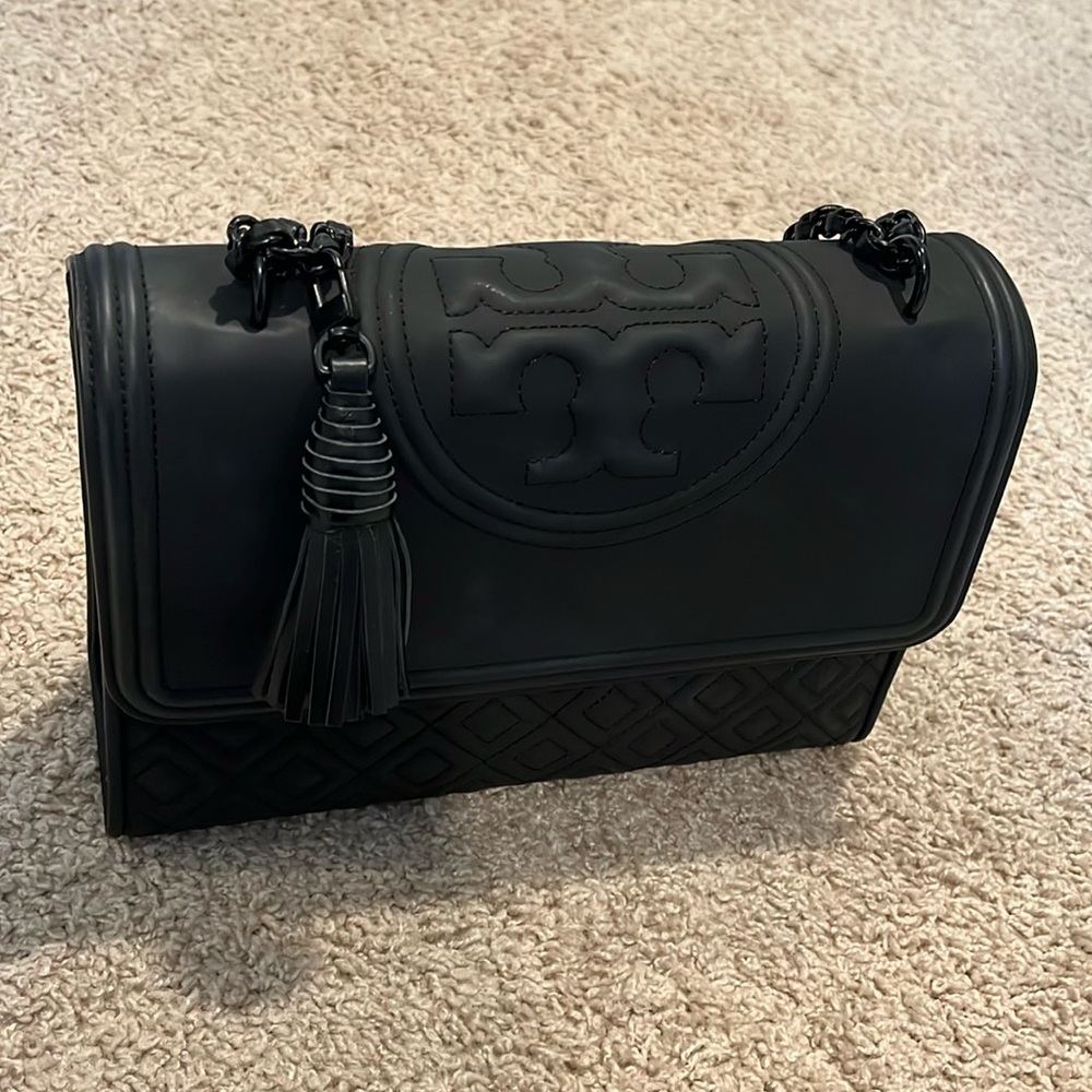 Tory Burch Fleming Matte Black Convertible Shoulder Bag